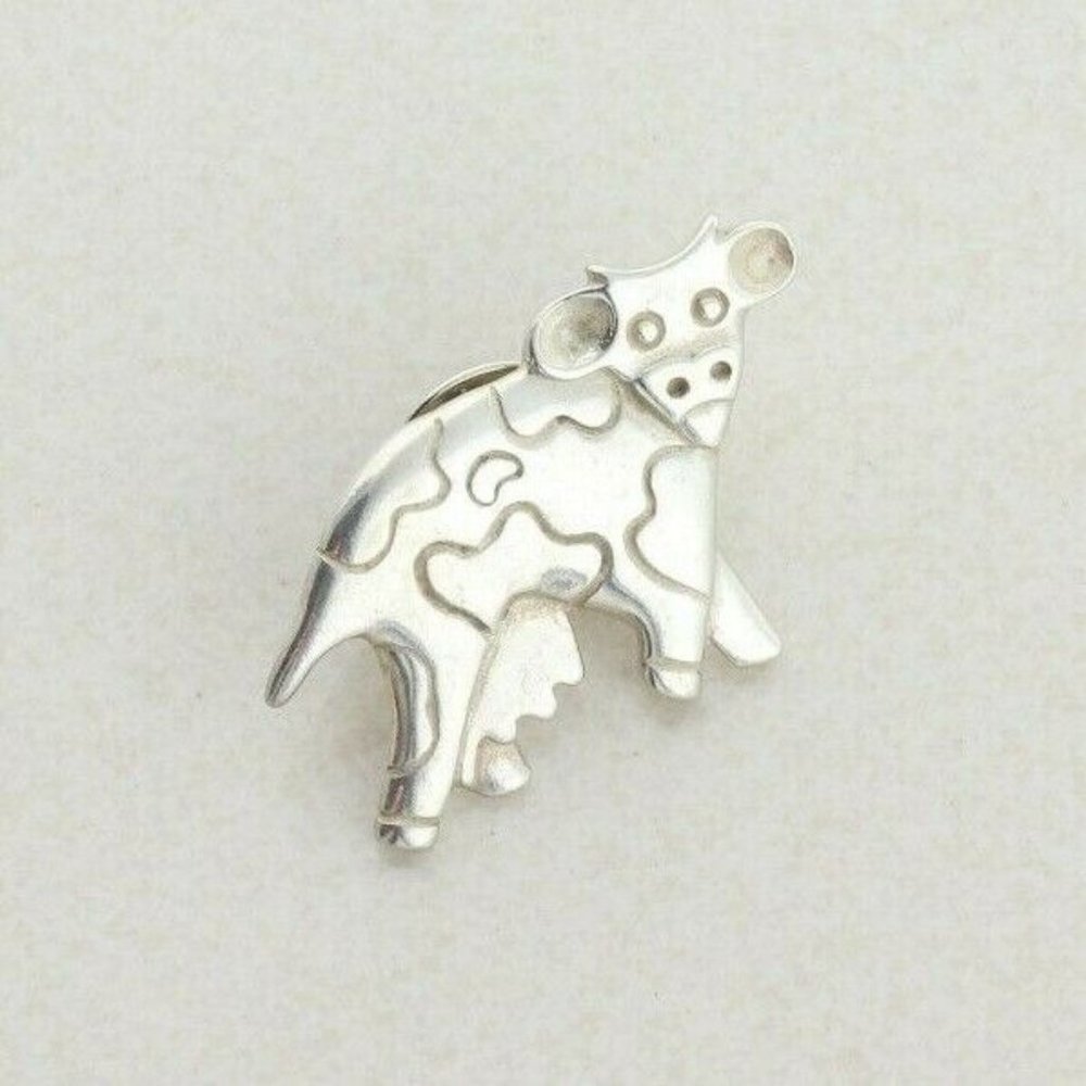 Sterling Silver Cow Pin Brooch or Tie Tack